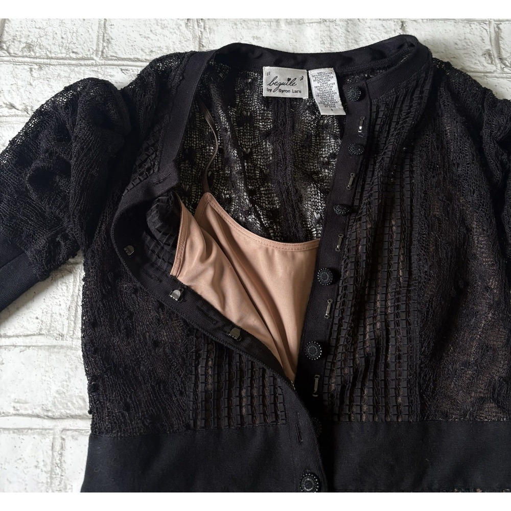 Beguile Byron Lars Anthropologie Mona Knit Dress Long Sleeve Black sz 4 - Picture 8 of 15